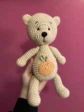 Handmade Crochet Teddy Bear Stuffed Animal Plush Cream 10.5  