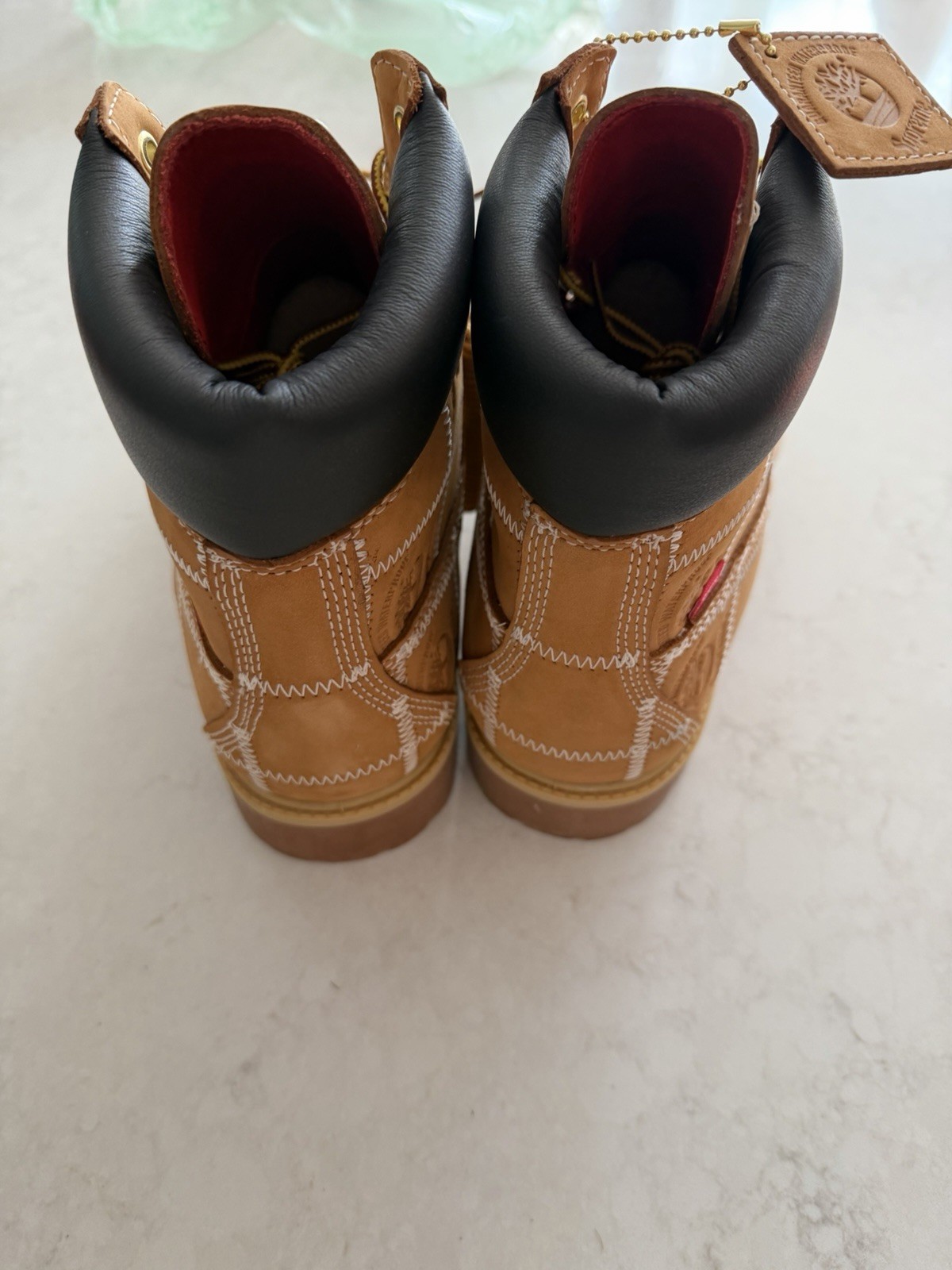 Size 10.5 - Supreme FW25 Timberland Patchwork 6” Premium Boot Wheat NEW IN HAND image 6