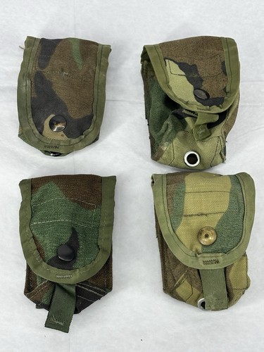 USGI MOLLE Hand Grenade Pouches Woodland BDU Camo NSN 8465-01-465-2093 Lot of 4