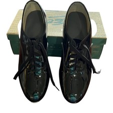 Leo  s Black Patent Leather Lace up Tap Shoes 6M