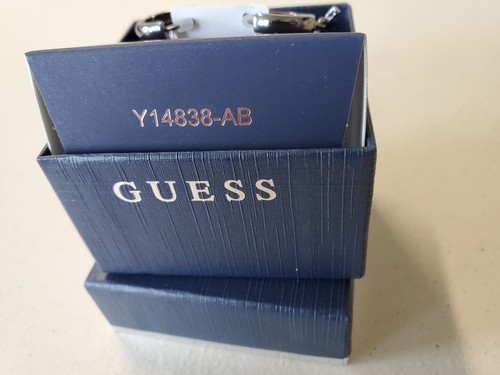 Orecchini Guess due set cubic zirconia borchia e cerchio nero goccia croce nuovi con scatola Y14838-AB - Foto 6 di 10