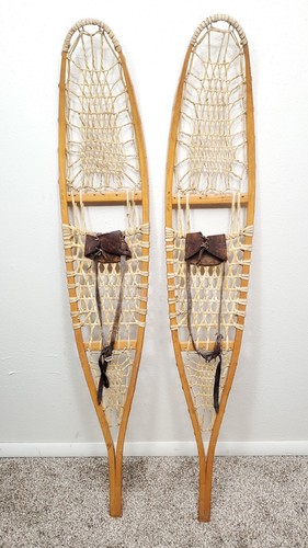 56 in 10"x56" Vintage USA Made Vermont Tubbs Traditional Wooden Snowshoes