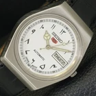 JAPAN VINTAGE SEIKO 5 AUTOMATIC 6309A MENS ARABIC WHITE DIAL WATCH a701423-1