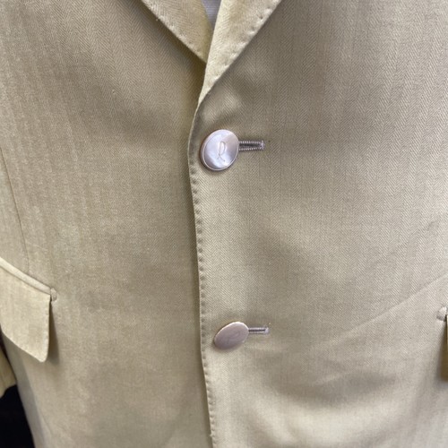 Ravazzolo Hand Tailored Italy Loro Piana Herringbone Yellow Cashmere Jacket 44R - Picture 2 of 14