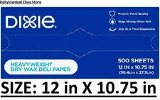 500 Heavyweight Premium Dry Wax Deli Papers Sheets (Size: 12" X 10.75")