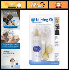 Nursing Kit for Baby Animals - 4 oz Bottle, 3 Nipples  Cleaning Brush - Liquid