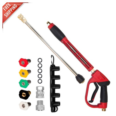 #ad #ad Heavy Duty Pressure Washer Gun Red 5000 PSI 5 Nozzle Tips for Ultimate Power $58.47
