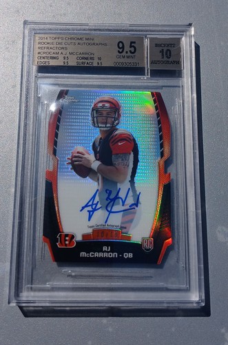 2014 Topps Chrome Refractor /15 MINI Die Cuts AJ McCarron Rookie Auto RC Alabama - Picture 1 of 2
