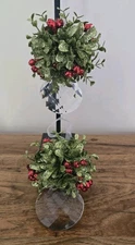 Ganz Kissing Crystals Mistletoe Hanging Christmas Ornament Decor MINT-Pair Of 2