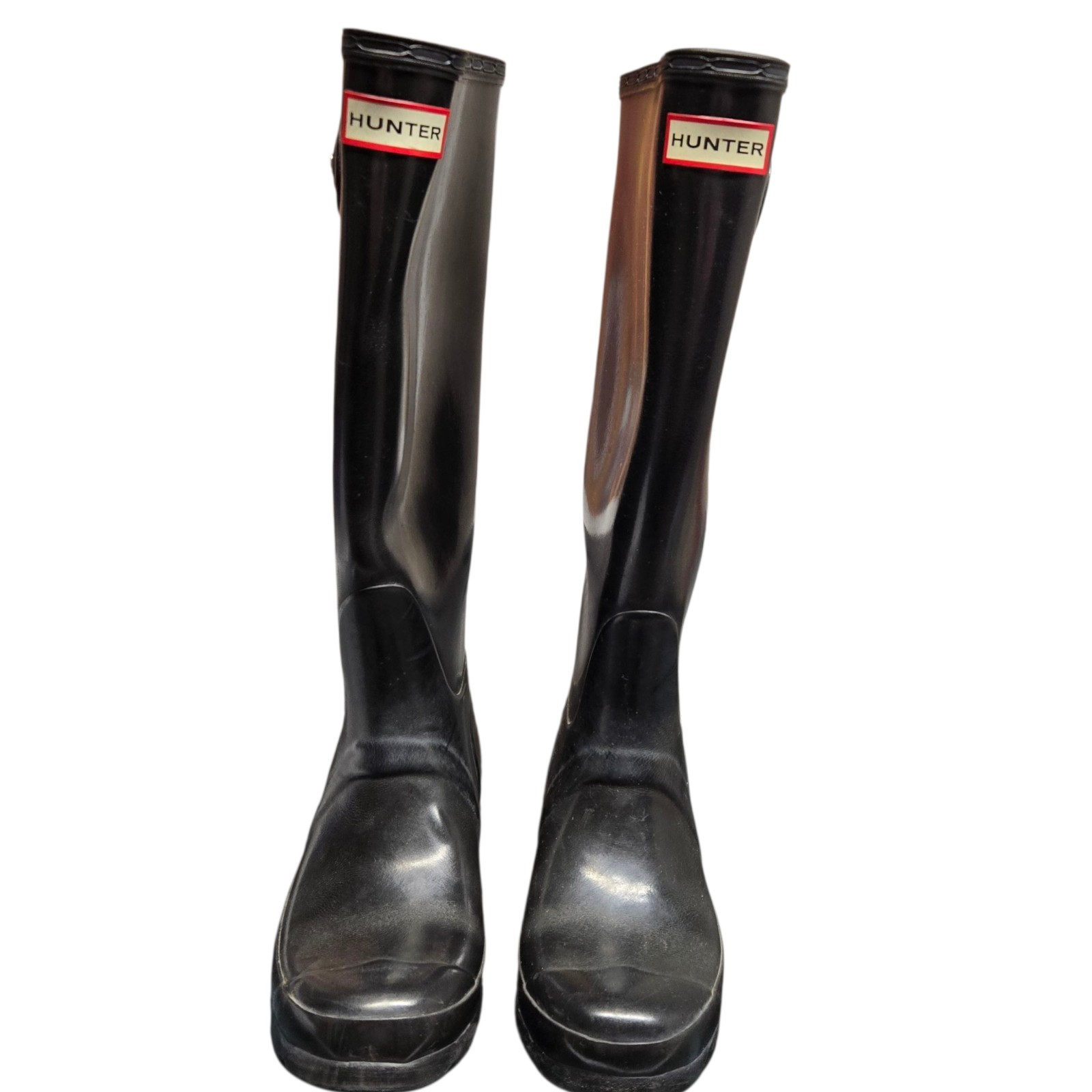Hunter Original Tall Gloss Women’s Rain Boots Black Size W5 – Waterproof Wellies