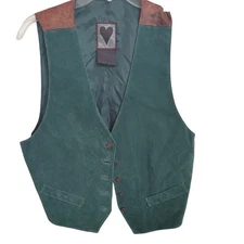 Vintage 90's Women's Vest Dual Control 100% Leather Paisley Large