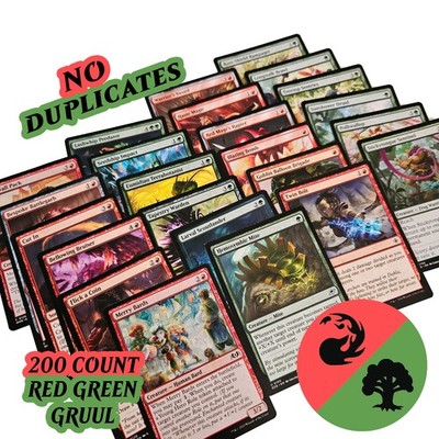 200 MTG Magic the Gathering Cards Gruul Red Green Lot NO DUPLICATES Commander