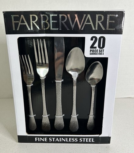 Farberware Monterrey gehämmert Edelstahl Besteck 20 Stück Set Service für 4