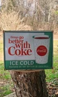 Coca Cola soda Advertising vintage porcelain sign Bottles Fountain