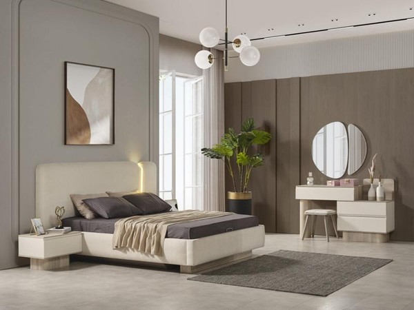 Schlafzimmer Sets Komplette Einrichtung Bett Nachttische Kleiderschrank 5Tlg.-image