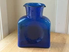 Vintage 2007 Blenko 384 Cobalt Blue Hand Blown Glass Double Spout Water Bottle