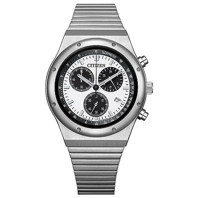 Citizen Record Label 1984 Chronograph AT2541-54A Herren Eco Drive Uhr weißes ...