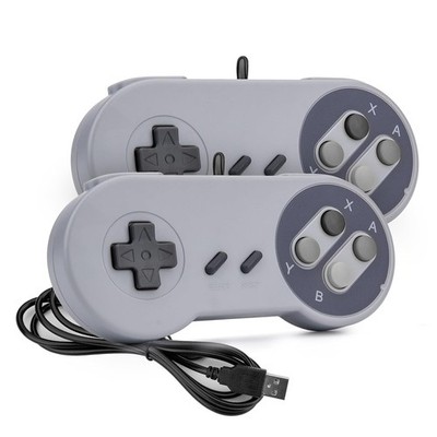 2er-Set USB SNES Gamecontroller - kabelgebundene Retro-Gamepads für PC/Mac