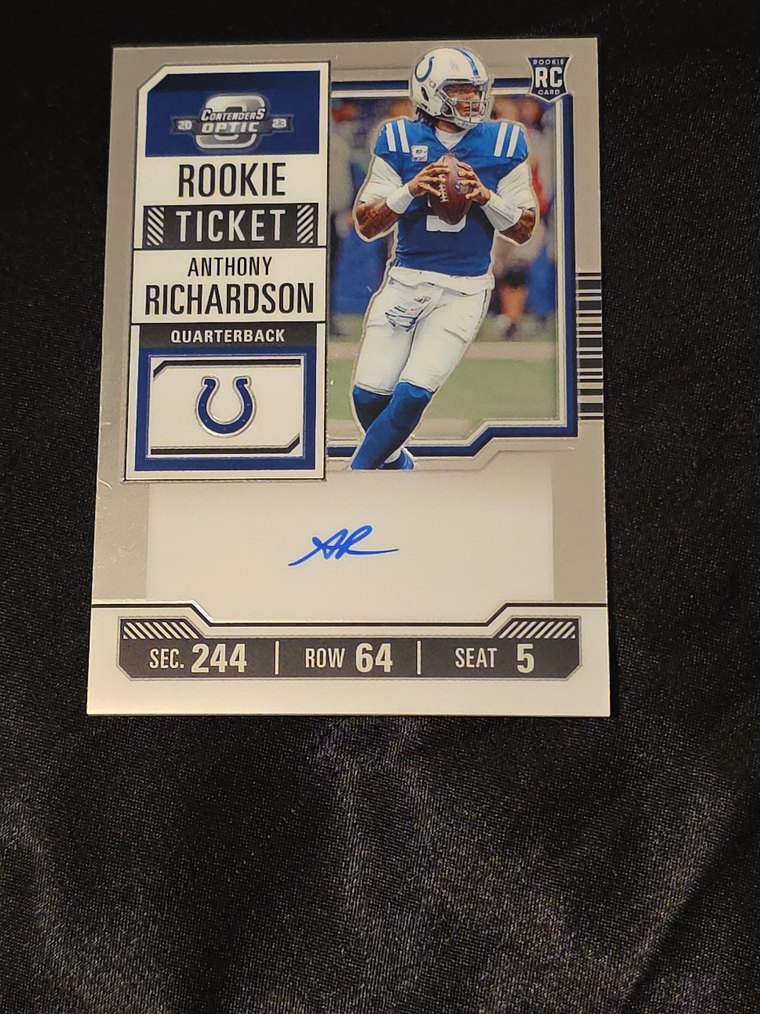 Anthony Richardson 2023 Contenders Optic #102 Rookie Ticket Auto