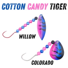 Cotton Candy Tiger Worm Harness Spinner Lure for Fishing and Targets WALLEYE