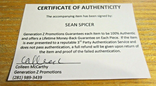 Sean Spicer handsigniertes signed 4,25x5,5 Foto USA Pressesprecher - Bild 3 von 3