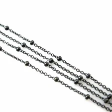 Sterling Silver Chain, Oxidized Chain, Bulk Chain, Beaded Cable Chain 1.6mm