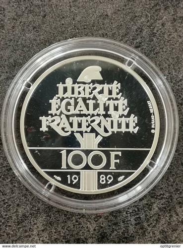 100 FRANCS ARGENT DROIT DE L'HOMME 1989 BE UNC SOUS CAPSULE / FRANCE SILVER PLAT - Bild 1 von 2