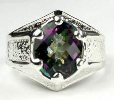 Mystic Fire Topaz 925 Sterling Silver Gothic Men's Ring SR234-Handmade