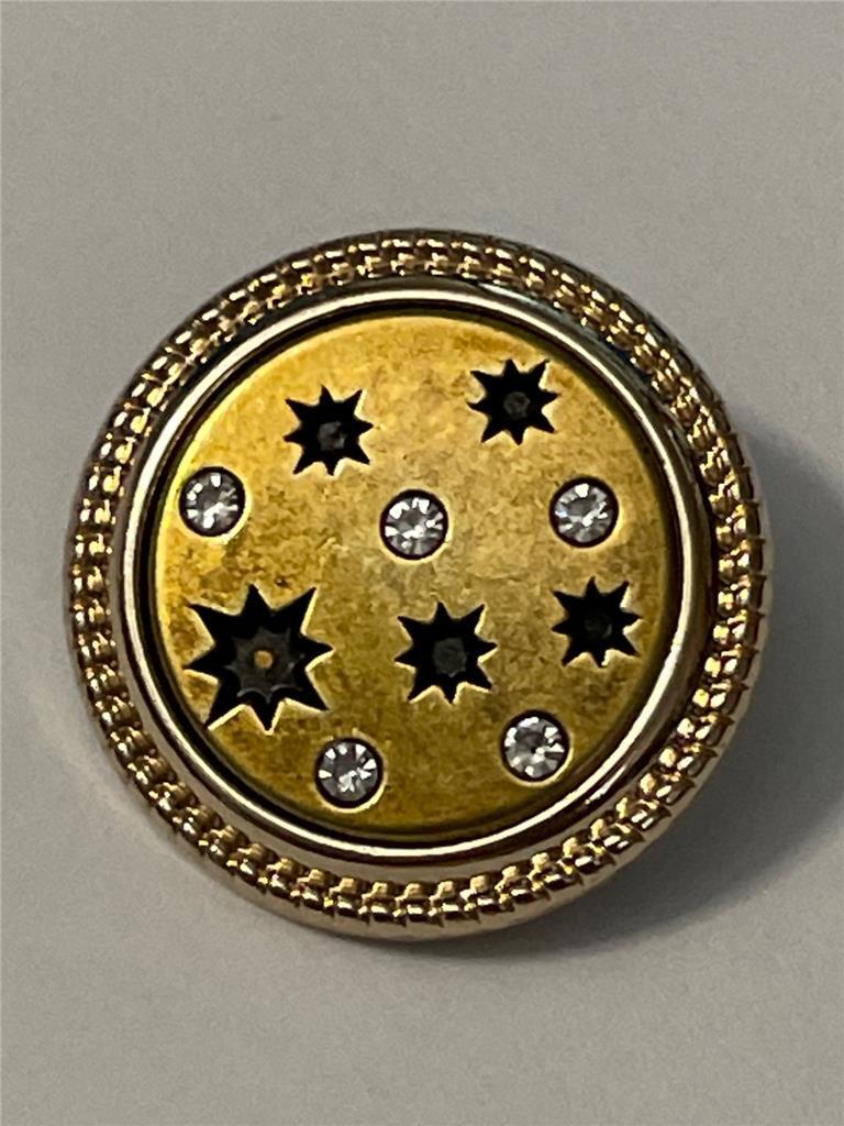 Fit Ginger Snap Gold with Black Stars and Rhinestones 18mm snap