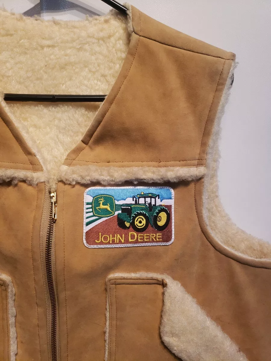 Vintage John Deere Trucker Work Farm Tractor Western Sherpa Vest Mens Size Large