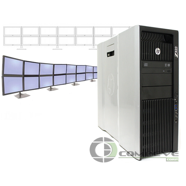 HP Z820 Multi Display 8 Monitor Computer 2x E5-2640 2.5 GHz