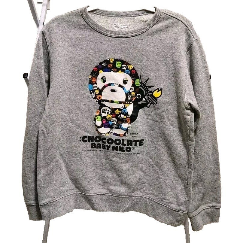 ⭐️BAPE BABY MILO グレー トレーナー⭐️ Chocoolate Baby Milo Pullover Bape A Bathing Ape Unisex XL