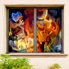 3D Orange Abstract ZHUA331 Window Film Print Sticker Cling Stained Glass UV