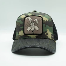 Coyote Logo Roadrunner Cartoon Gold Star Snapback Camo / Black Mesh Hat / Cap