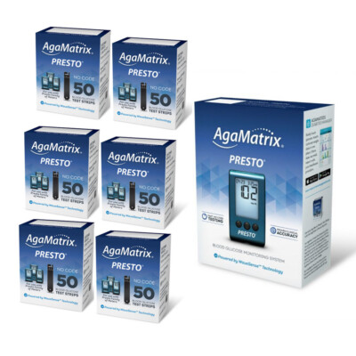 AgaMatrix WaveSense Presto Meter [+] Presto 300 Test Strips For Glucose Car