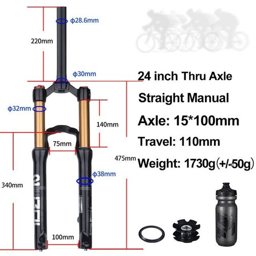 20/24inch MTB Bicycle Fork Barrel Shaft Resilience Front Suspension Air Fork - Picture 11 of 30
