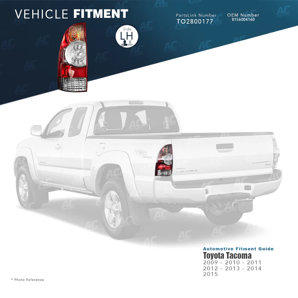 Luz trasera izquierda lado conductor TYC para 08 09 10 11 12 13 14 15 Toyota Tacoma LH Foto 2 de 4