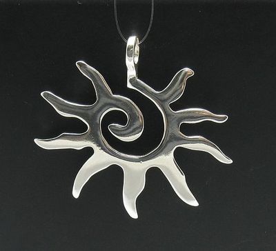 Sterling Silver Pendant Solid Hallmarked 925 Handmade Big Sun PE000029 Empress