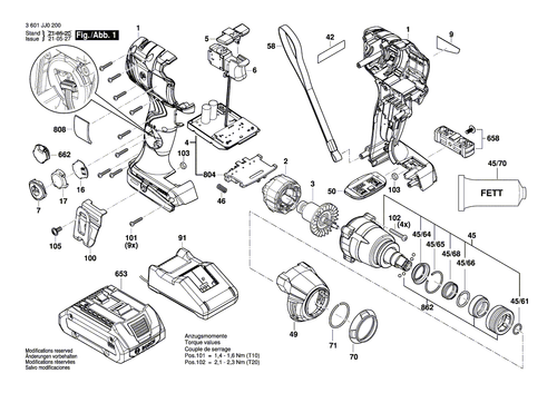 Bosch Ersatzteile für GDX 18V-210 C Schlagschrauber - Bild 1 von 35