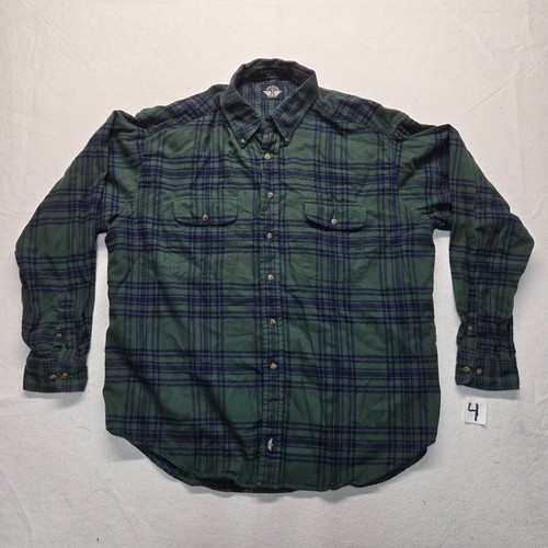 Dockers Green Plaid Flannel Shirt Long Sleeve 100% Cotton Men's XL Extra Large