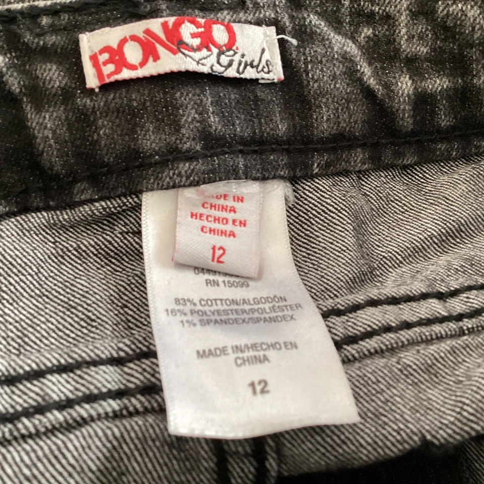 Pantalones Cortos Bongo De Colección Niñas Talla 12 Corte Tiro Medio Lavado Oscuro Dobladillo Crudo Negro Denim Foto 4 de 4