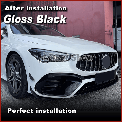 Para Benz W118 C118 CLA45 AMG 20-23 negro brillante divisor delantero aletas Canards - Imagen 6 de 12