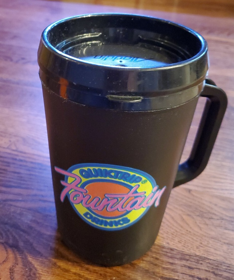 Vintage Aladdin Neon Black Pink 90's Insulated Travel Mug QT Quiktrip