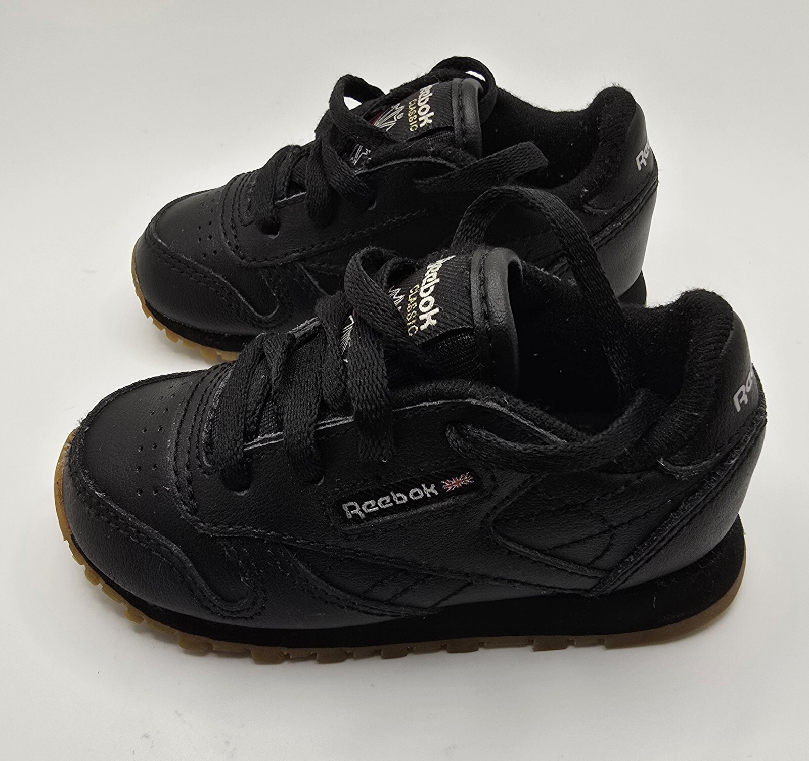 Little Kids Toddler Size 4.5 Reebok Classics Sneakers Black Leather V69625 GUC