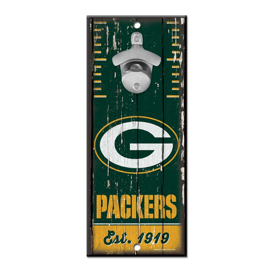 NFL Green Bay Packers Bottle Opener Wood Sign Holzschild Holz Wandschmuck