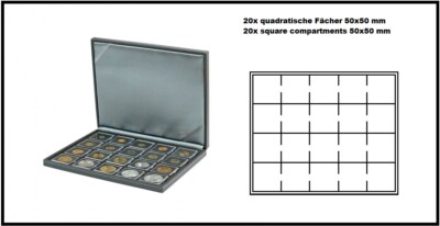 Lindner 2364-2122CE Nera M Coin Case Black For 20x OCTO Coin Capsules