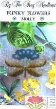 By The Bay Needleart MOLLY Funky Flowers 2 Cross Stitch Charts Only ~ floral