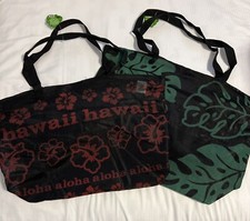  2 Mesh Hawaiian Beach Tote Shopping Bag Handbag Travel Hawaii Aloha Green Red