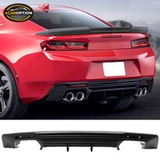 Fits 16-24 Chevy Camaro Rear Bumper Lip Diffuser Quad Exhaust Tip Matte Black Pp