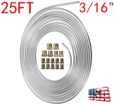 1X Zinc Steel Brake Line Tubing Kit 3/16"OD 25Ft Roll Coil All Size Fittings USA